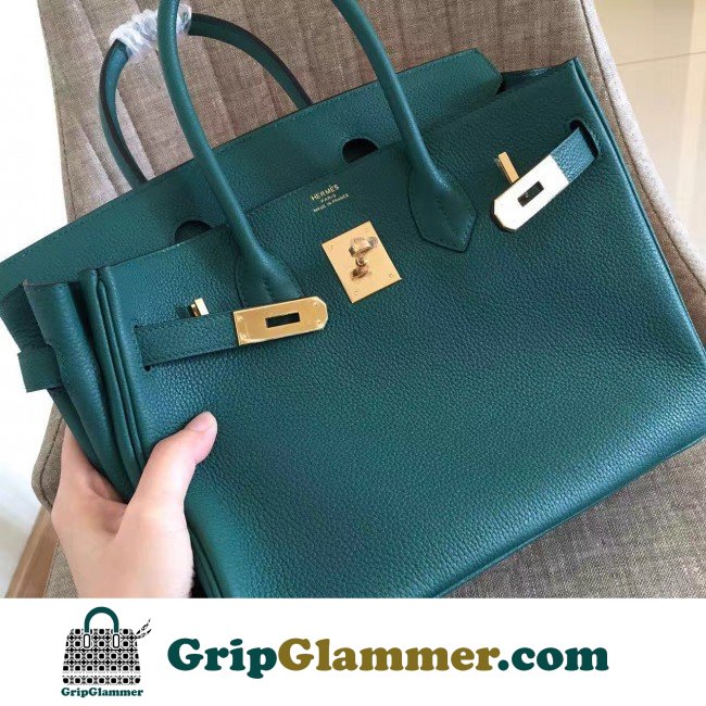 Hermes Malachite Clemence Birkin 35cm Lushentic AAAAA Grade Replica - Image 6