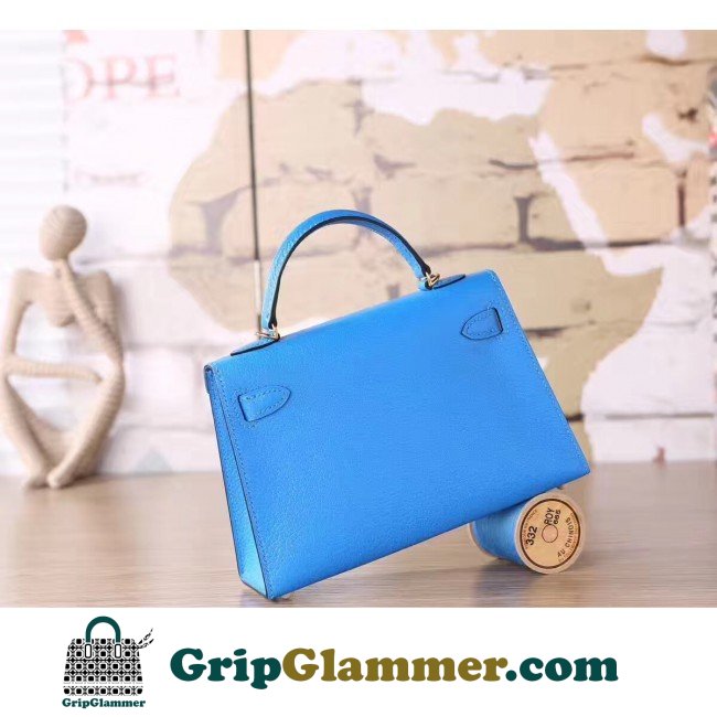 Hermes Blue Hydra Chevre Kelly Mini II 20cm Lushentic AAAAA Grade Replica - Image 2