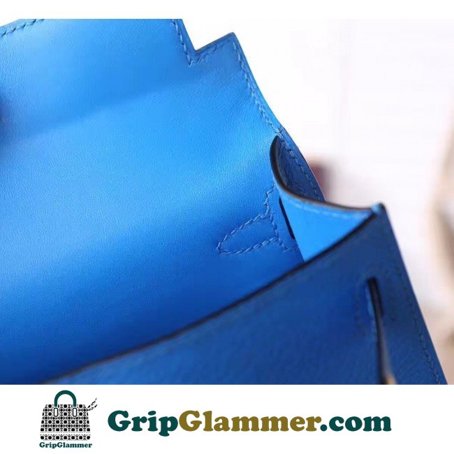 Hermes Blue Hydra Chevre Kelly Mini II 20cm Lushentic AAAAA Grade Replica - Image 3