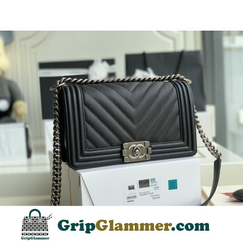 Chanel Boy Bag Caviar 25cm Medium Lushentic AAAAA grade replica - Image 5