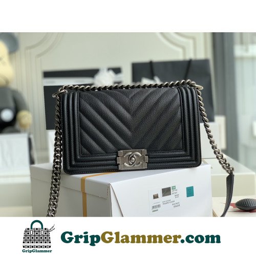 Chanel Boy Bag Caviar 25cm Medium Lushentic AAAAA grade replica