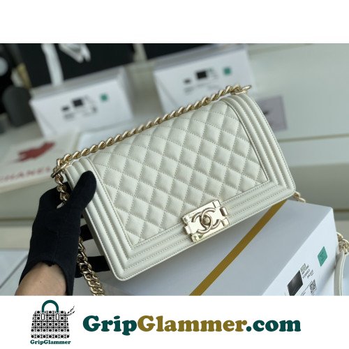 Chanel Boy Bag Caviar 25cm Medium Lushentic AAAAA grade replica - Image 9