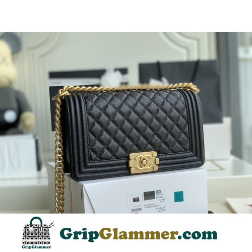 Chanel Boy Bag Caviar 25cm Medium Lushentic AAAAA grade replica