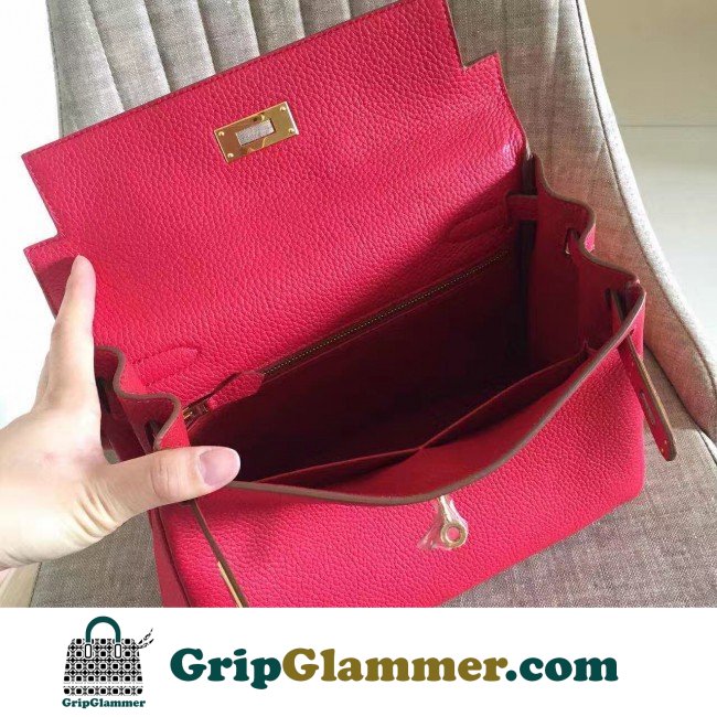 Hermes Red Clemence Kelly Retourne 28cm Lushentic AAAAA Grade Replica - Image 2