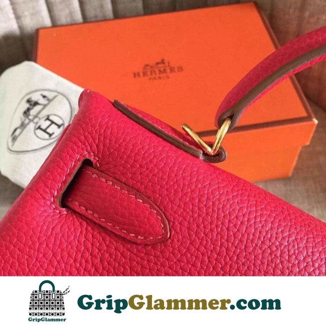 Hermes Red Clemence Kelly Retourne 28cm Lushentic AAAAA Grade Replica - Image 3