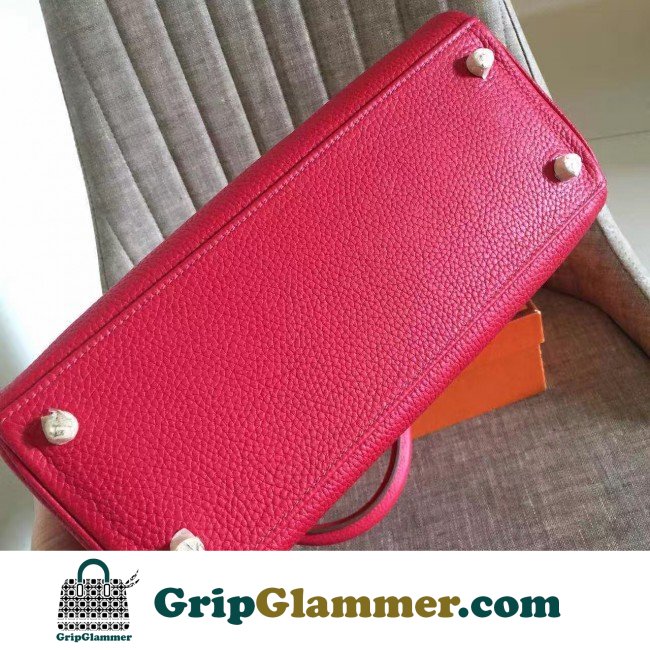 Hermes Red Clemence Kelly Retourne 28cm Lushentic AAAAA Grade Replica - Image 6