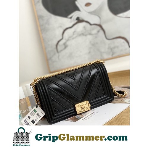 Chanel Boy Bag Caviar 25cm Medium Lushentic AAAAA grade replica