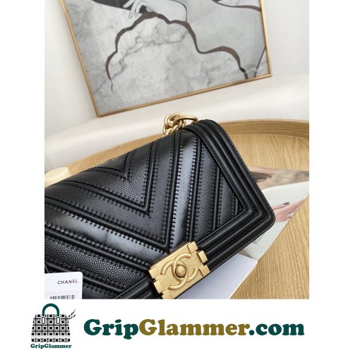 Chanel Boy Bag Caviar 25cm Medium Lushentic AAAAA grade replica - Image 8