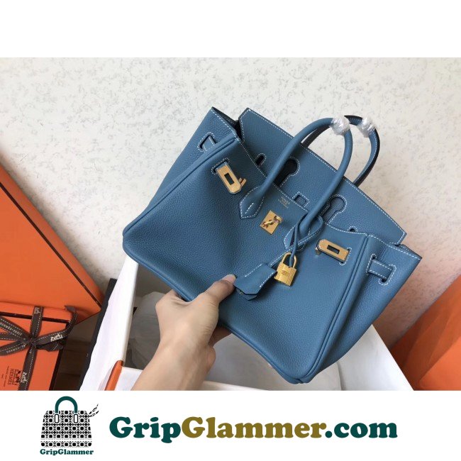 Hermes Blue Jean Clemence Birkin 25cm Lushentic Grade Replica - Image 2