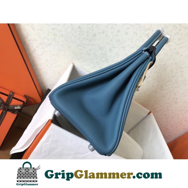 Hermes Blue Jean Clemence Birkin 25cm Lushentic Grade Replica - Image 4