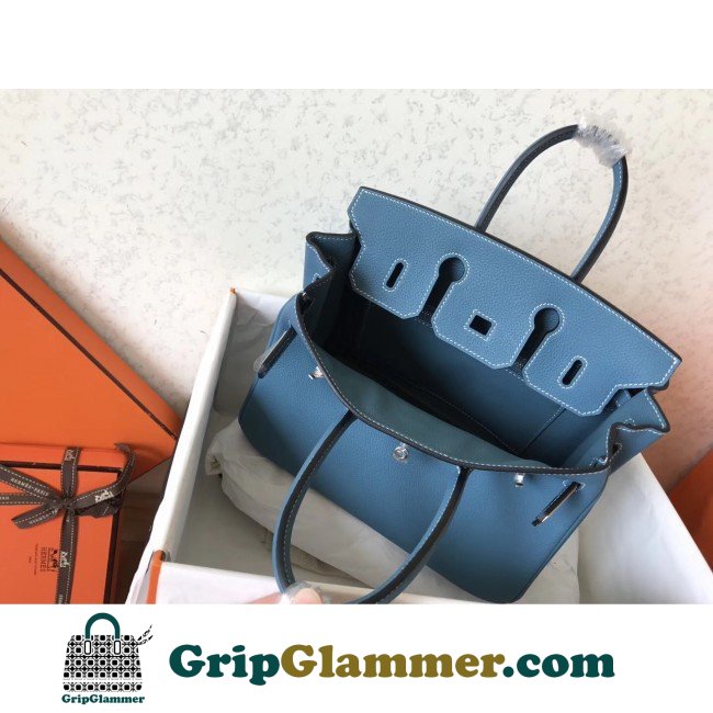 Hermes Blue Jean Clemence Birkin 25cm Lushentic Grade Replica - Image 5