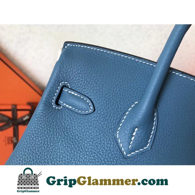 Hermes Blue Jean Clemence Birkin 25cm Lushentic Grade Replica - Image 6