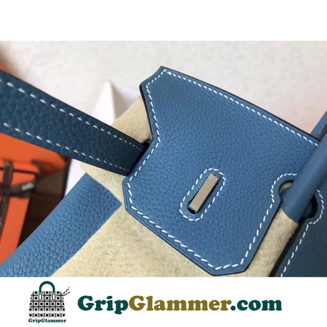 Hermes Blue Jean Clemence Birkin 25cm Lushentic Grade Replica - Image 7