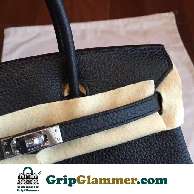 Hermes Black Clemence Birkin 25cm Lushentic Grade Replica - Image 7