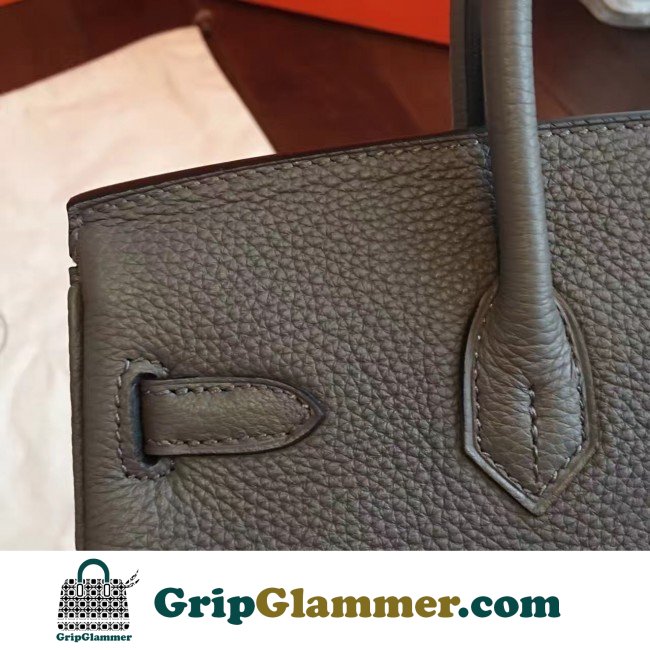 Hermes Vert Gris Clemence Birkin 25cm Lushentic AAAAA Grade Replica - Image 8