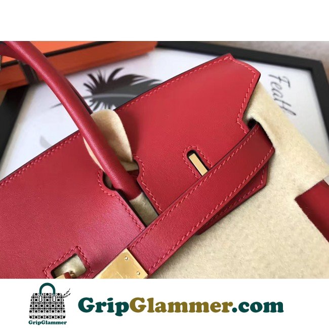 Hermes Red Swift Birkin 30cm Lushentic AAAAA Grade Replica - Image 8