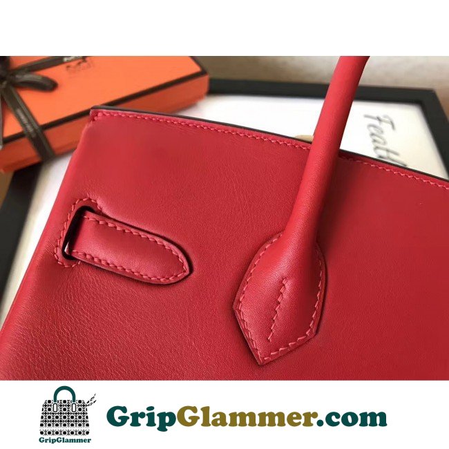 Hermes Red Swift Birkin 30cm Lushentic AAAAA Grade Replica - Image 9