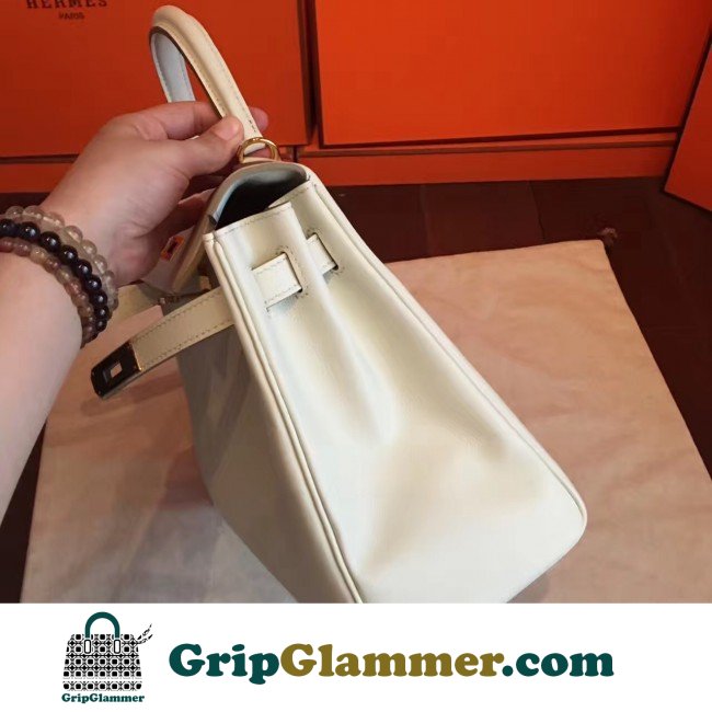 Replica Hermes Ivory Swift Kelly Retourne 32cm Lushentic AAAAA Grade Replica - Image 4