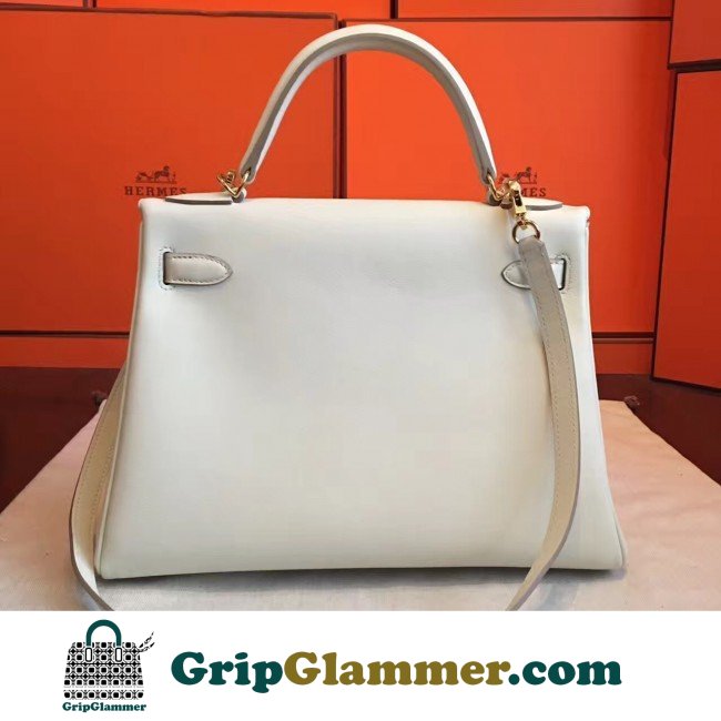 Replica Hermes Ivory Swift Kelly Retourne 32cm Lushentic AAAAA Grade Replica - Image 6