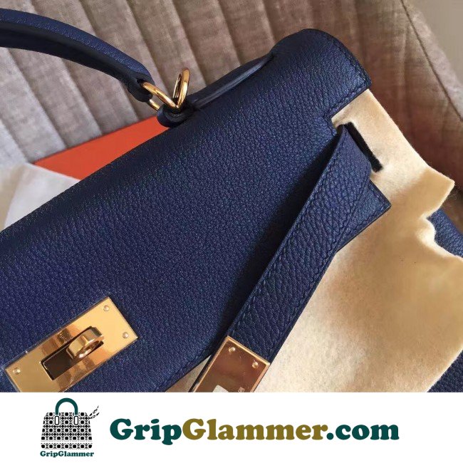 Hermes Sapphire Clemence Kelly Retourne 32cm Lushentic AAAAA Grade Replica - Image 3