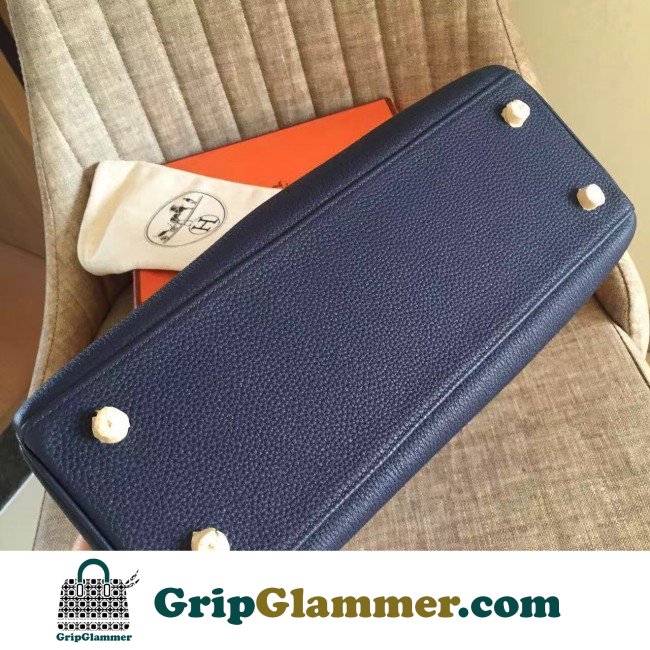 Hermes Sapphire Clemence Kelly Retourne 32cm Lushentic AAAAA Grade Replica - Image 4