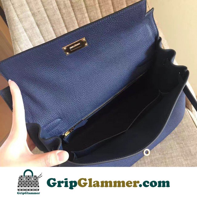 Hermes Sapphire Clemence Kelly Retourne 32cm Lushentic AAAAA Grade Replica - Image 6