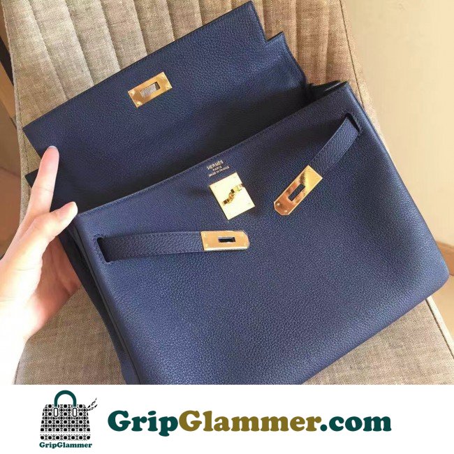 Hermes Sapphire Clemence Kelly Retourne 32cm Lushentic AAAAA Grade Replica - Image 9