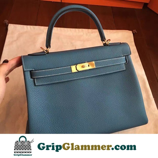 Hermes Blue Jean Clemence Kelly Retourne 32cm Lushentic AAAAA Grade Replica