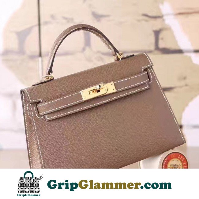 Hermes Etoupe Epsom Kelly Mini II 20cm Lushentic AAAAA Grade Replica