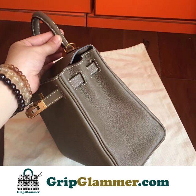 Hermes Etoupe Clemence Kelly 25cm Retourne Lushentic AAAAA Grade Replica - Image 4