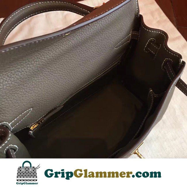 Hermes Etoupe Clemence Kelly 25cm Retourne Lushentic AAAAA Grade Replica - Image 5