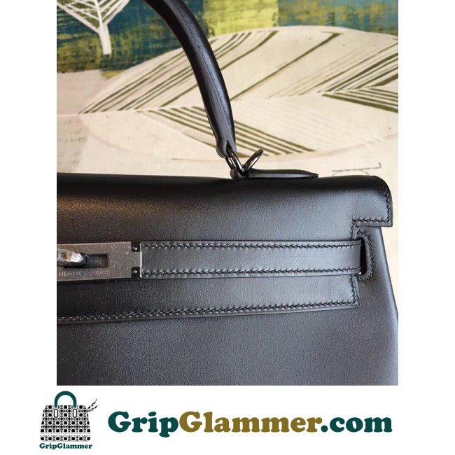 Hermes All Black Box Kelly 35cm Lushentic AAAAA Grade Replica - Image 3
