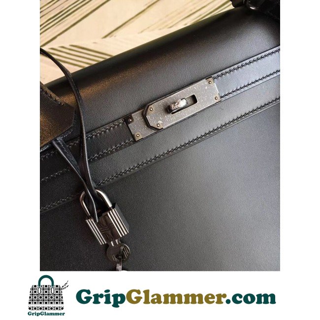 Hermes All Black Box Kelly 35cm Lushentic AAAAA Grade Replica - Image 4