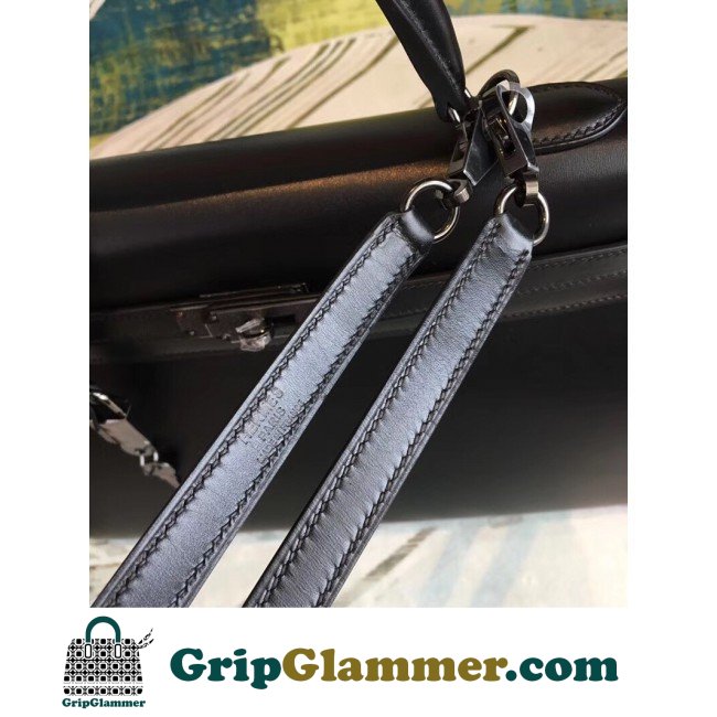 Hermes All Black Box Kelly 35cm Lushentic AAAAA Grade Replica - Image 8