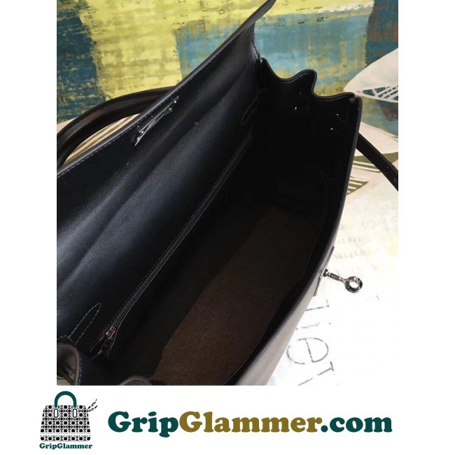 Hermes All Black Box Kelly 35cm Lushentic AAAAA Grade Replica - Image 9