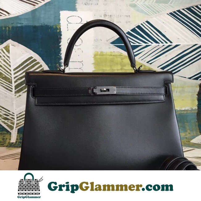 Hermes All Black Box Kelly 35cm Lushentic AAAAA Grade Replica