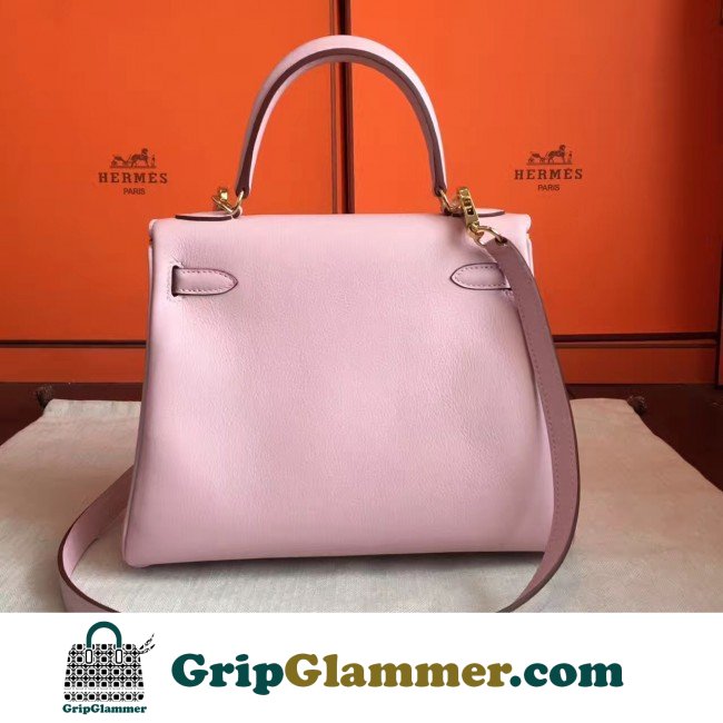 Hermes Rose Dragee Swift Kelly Retourne 28cm Lushentic AAAAA Grade Replica - Image 4