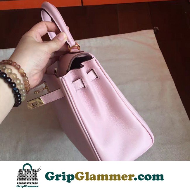 Hermes Rose Dragee Swift Kelly Retourne 28cm Lushentic AAAAA Grade Replica - Image 5
