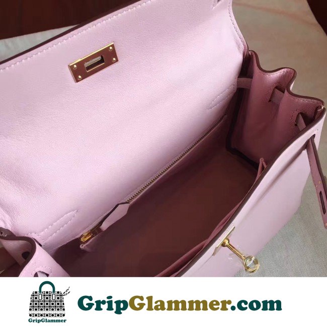 Hermes Rose Dragee Swift Kelly Retourne 28cm Lushentic AAAAA Grade Replica - Image 6