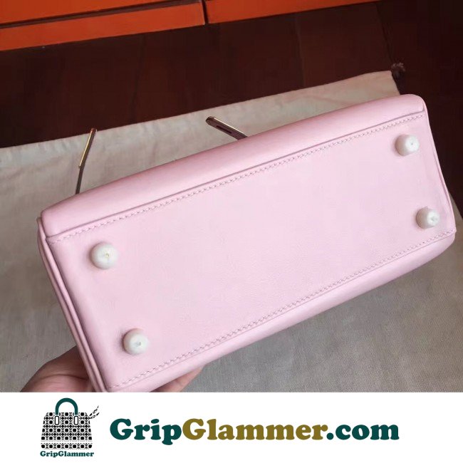 Hermes Rose Dragee Swift Kelly Retourne 28cm Lushentic AAAAA Grade Replica - Image 8