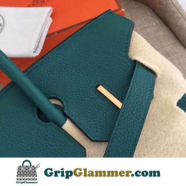 Hermes Malachite Clemence Birkin 30cm Lushentic AAAAA Grade Replica - Image 4