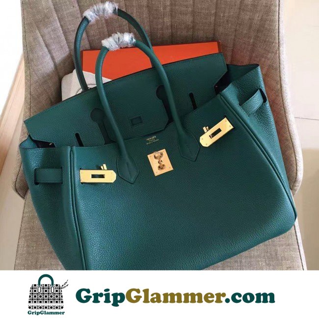 Hermes Malachite Clemence Birkin 30cm Lushentic AAAAA Grade Replica - Image 5