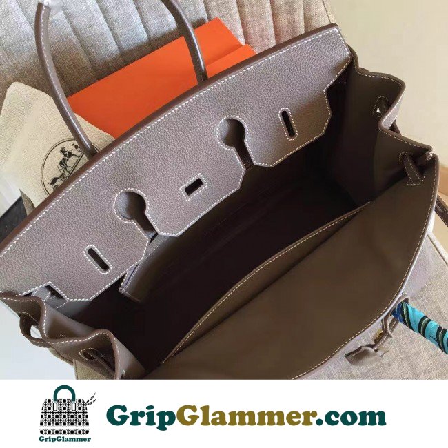 Hermes Etoupe Clemence Birkin 35cm Lushentic AAAAA Grade Replica (Copy) - Image 4