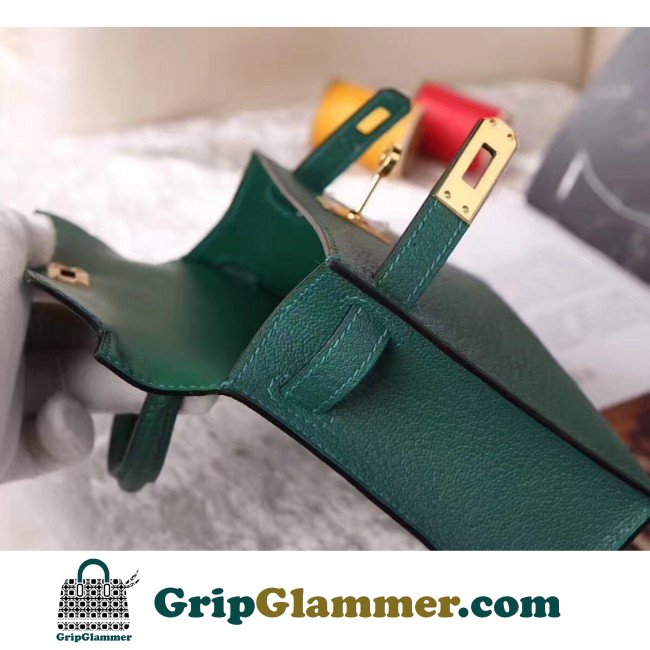 Hermes Malachite Chevre Kelly Mini II 20cm Lushentic AAAAA Grade Replica - Image 2