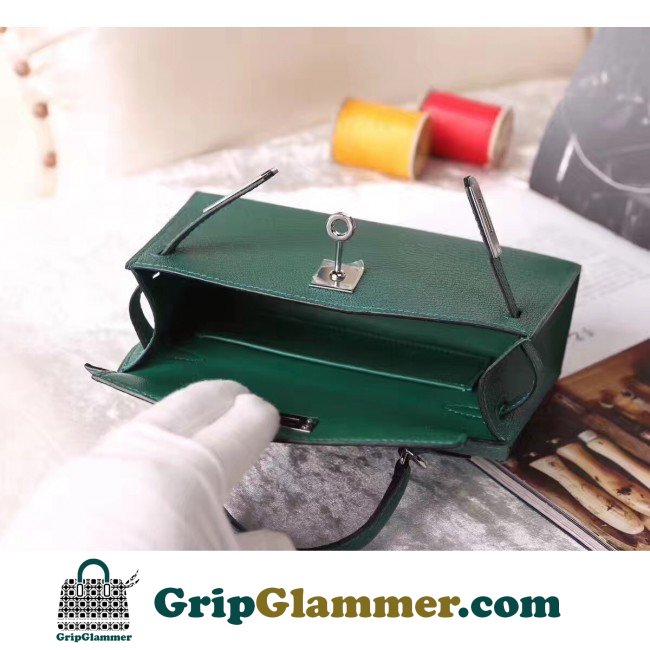 Hermes Malachite Chevre Kelly Mini II 20cm Lushentic AAAAA Grade Replica - Image 3