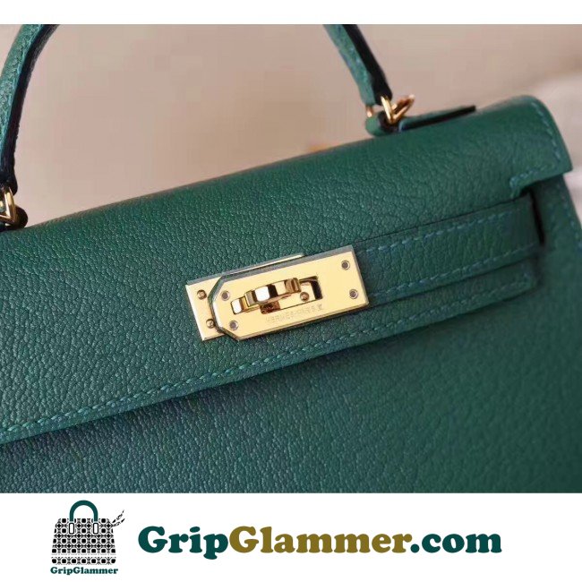 Hermes Malachite Chevre Kelly Mini II 20cm Lushentic AAAAA Grade Replica - Image 4