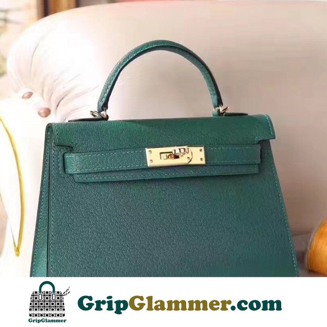 Hermes Malachite Chevre Kelly Mini II 20cm Lushentic AAAAA Grade Replica