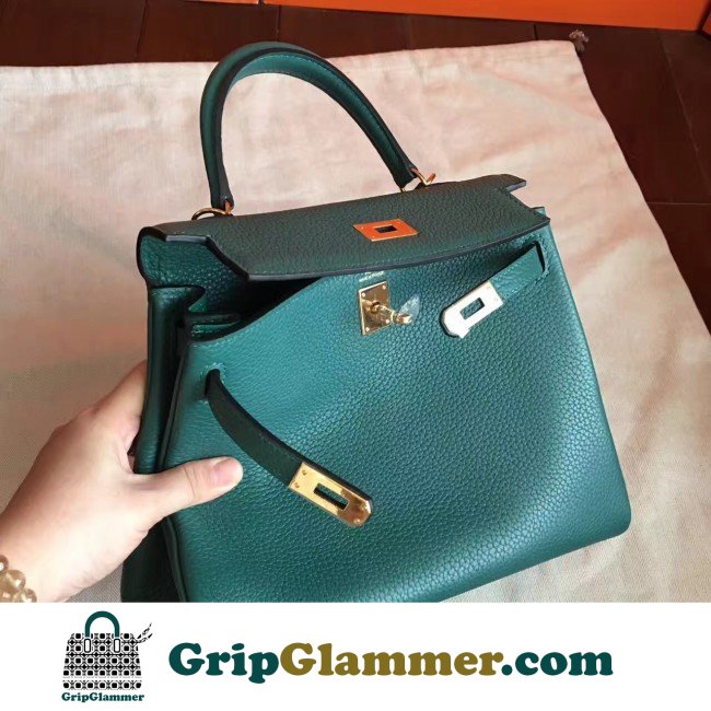 Hermes Malachite Clemence Kelly 25cm Retourne Lushentic AAAAA Grade Replica - Image 3