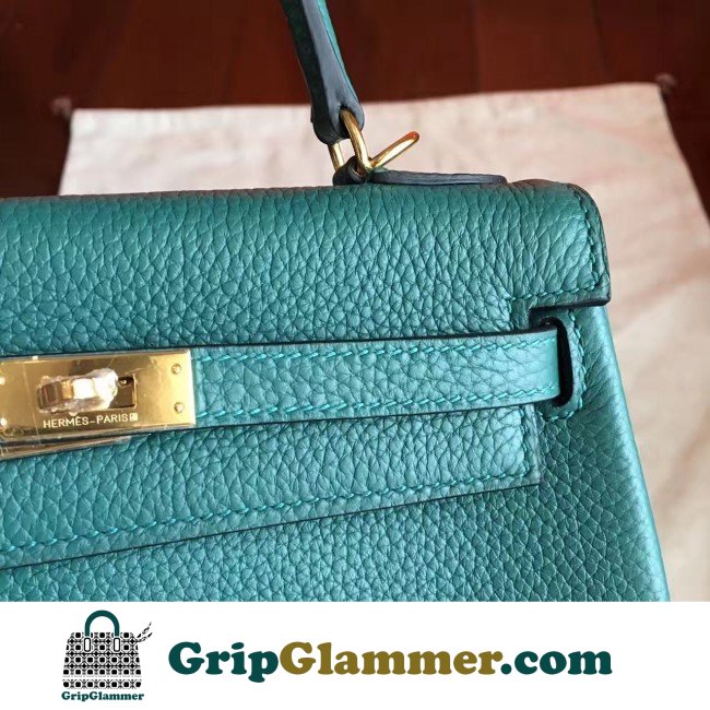 Hermes Malachite Clemence Kelly 25cm Retourne Lushentic AAAAA Grade Replica - Image 7