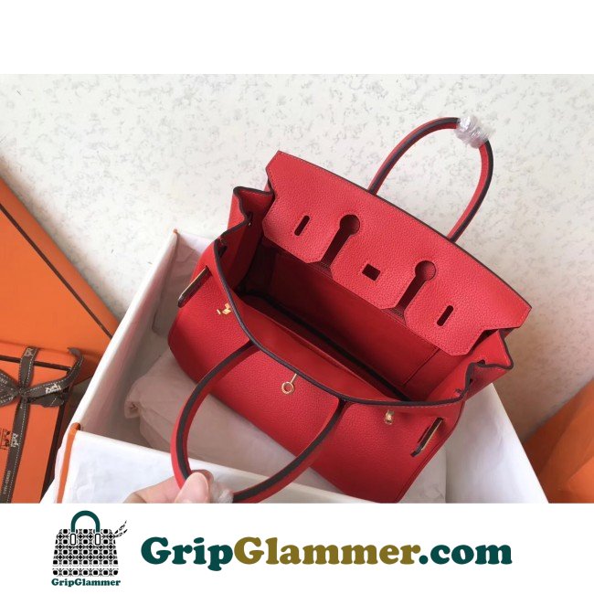 Hermes Red Clemence Birkin 25cm Lushentic AAAAA Grade Replica - Image 5